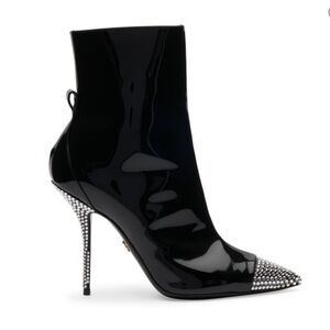 New Dolce & Gabbana Patent Leather Crystal Toe Booties Size 36.5